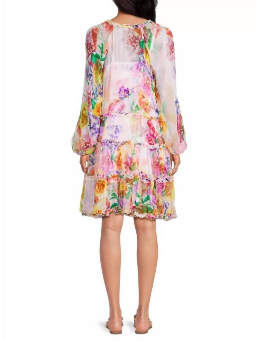 Johnny Was Fiona Silk Mini Dress • Multi Floral • XS • Retail $445 - Picture 3 of 8